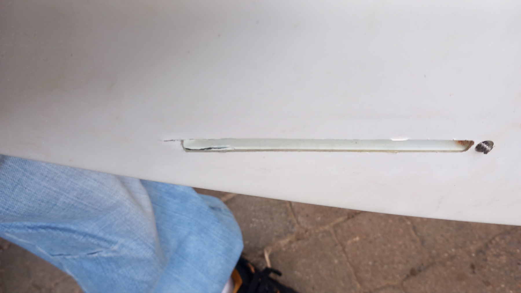 Fin box cut out ahead of replacement